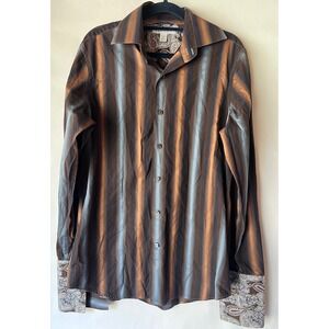 Banana Republic Men's Striped Button‎ Down Shirt Paisley Cuff Small S